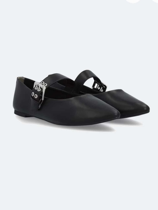 Seychelles Shoes - Seychelles Black Pointed Mary Jane Flats with Buckle Detail